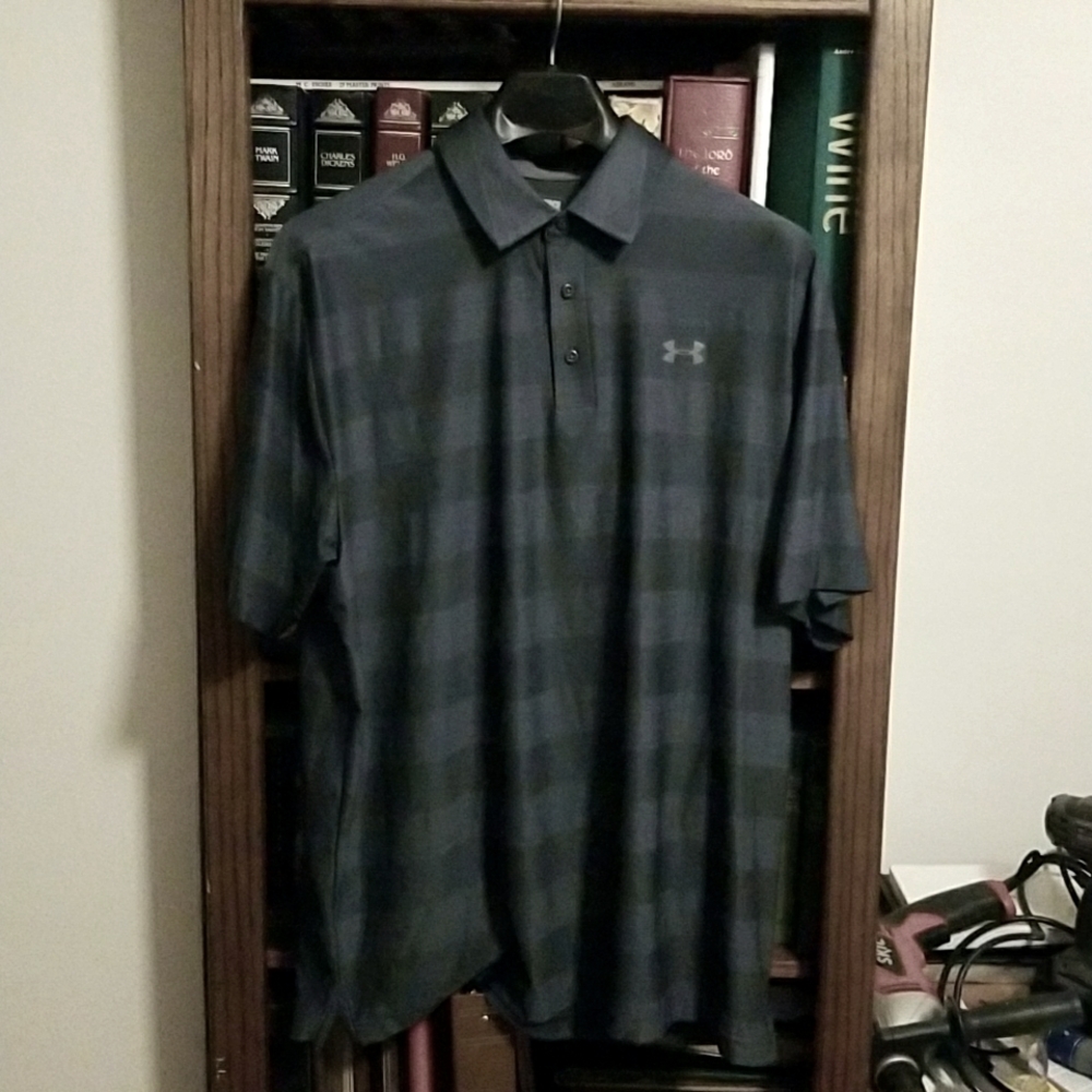 Under Armour XL grey stripe polo shirt